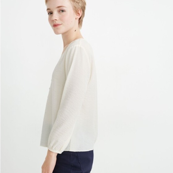 Madewell Cream V-Neck Blouse - Picture 2 of 10